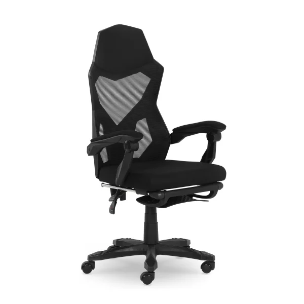 Retractable Footrest, Gaming Chair with Adjustable Lumbar Support